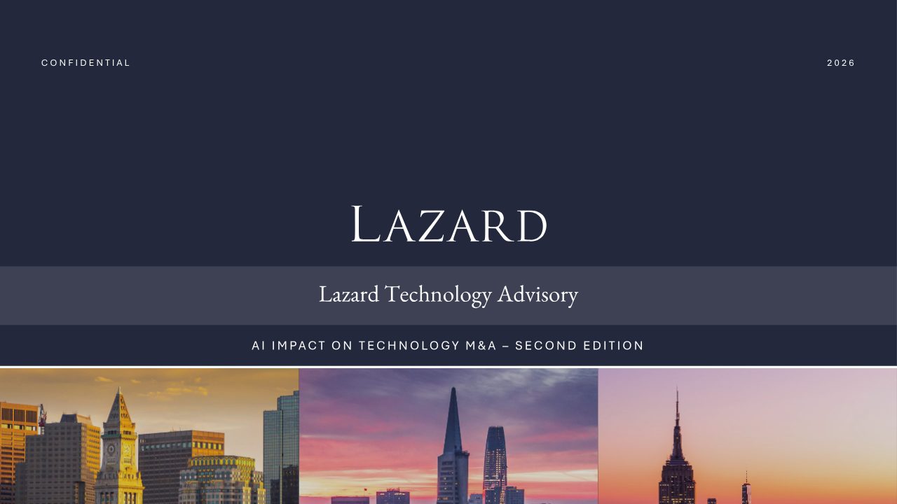 First page of Lazard: AI Impact on Technology M&A, second edition, the great SaaS bifurcation